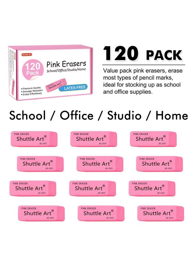 Shuttle Art Pink Erasers Shuttle Art 120 Pack Pink Erasers Bulk For School Office Latexfree Soft Erasers For Kids Teachers As School Supplies - Image 3