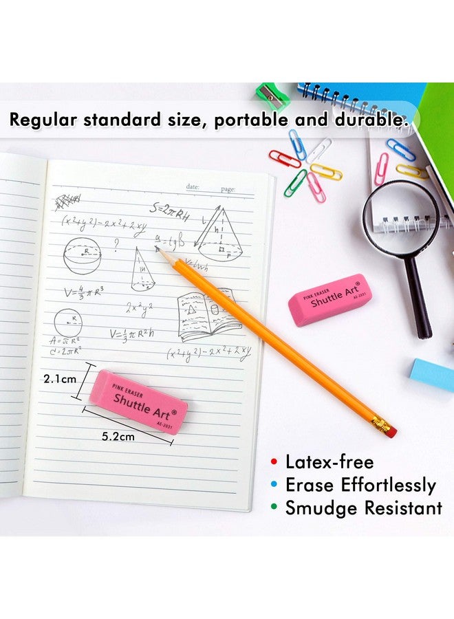 Shuttle Art Pink Erasers Shuttle Art 120 Pack Pink Erasers Bulk For School Office Latexfree Soft Erasers For Kids Teachers As School Supplies - Image 5