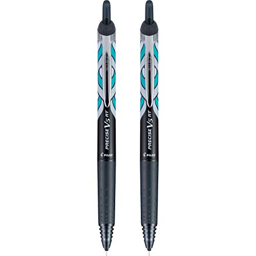 Pilot, Precise V5 RT Deco Collection Refillable & Retractable Liquid Ink Rolling Ball Pens, Extra Fine Point 0.5 mm, Black, Pack of 2 - Image 3