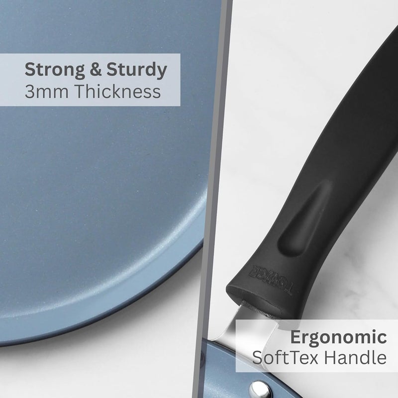 Tower طاسة سيراسور 26 سم سيراميك غير لاصقة - طاسة دوسا وطاسة روتي، طهي منخفض الزيت، تسخين سريع ومتساوي، متوافقة مع الغاز والتحريض، ضمان لمدة 1.5 سنة - Image 4