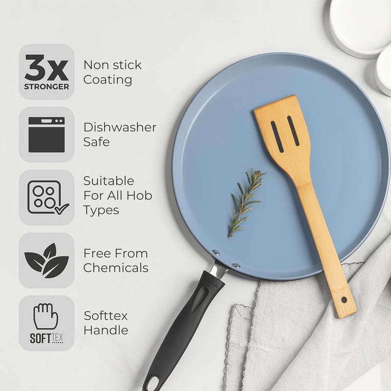 Tower طاسة سيراسور 26 سم سيراميك غير لاصقة - طاسة دوسا وطاسة روتي، طهي منخفض الزيت، تسخين سريع ومتساوي، متوافقة مع الغاز والتحريض، ضمان لمدة 1.5 سنة - Image 2