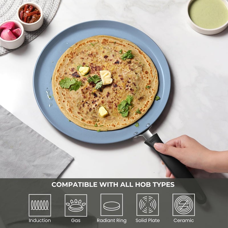 Tower طاسة سيراسور 26 سم سيراميك غير لاصقة - طاسة دوسا وطاسة روتي، طهي منخفض الزيت، تسخين سريع ومتساوي، متوافقة مع الغاز والتحريض، ضمان لمدة 1.5 سنة - Image 5