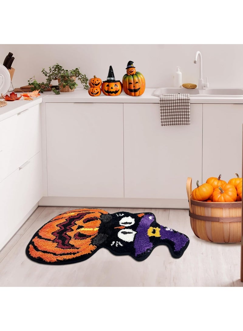 هالوين سجادة باب الهالوين، سجادة أرضية لطيفة ومرحة للهالوين مقاس 50×80، سجادة باب ترحيبية غير قابلة للانزلاق وقابلة للغسل، سجاد عيد الشكر في الهالوين الخريفي للمدخل الداخلي والخارجي والحمام وغرفة المعيشة وديكور المنزل - Image 5