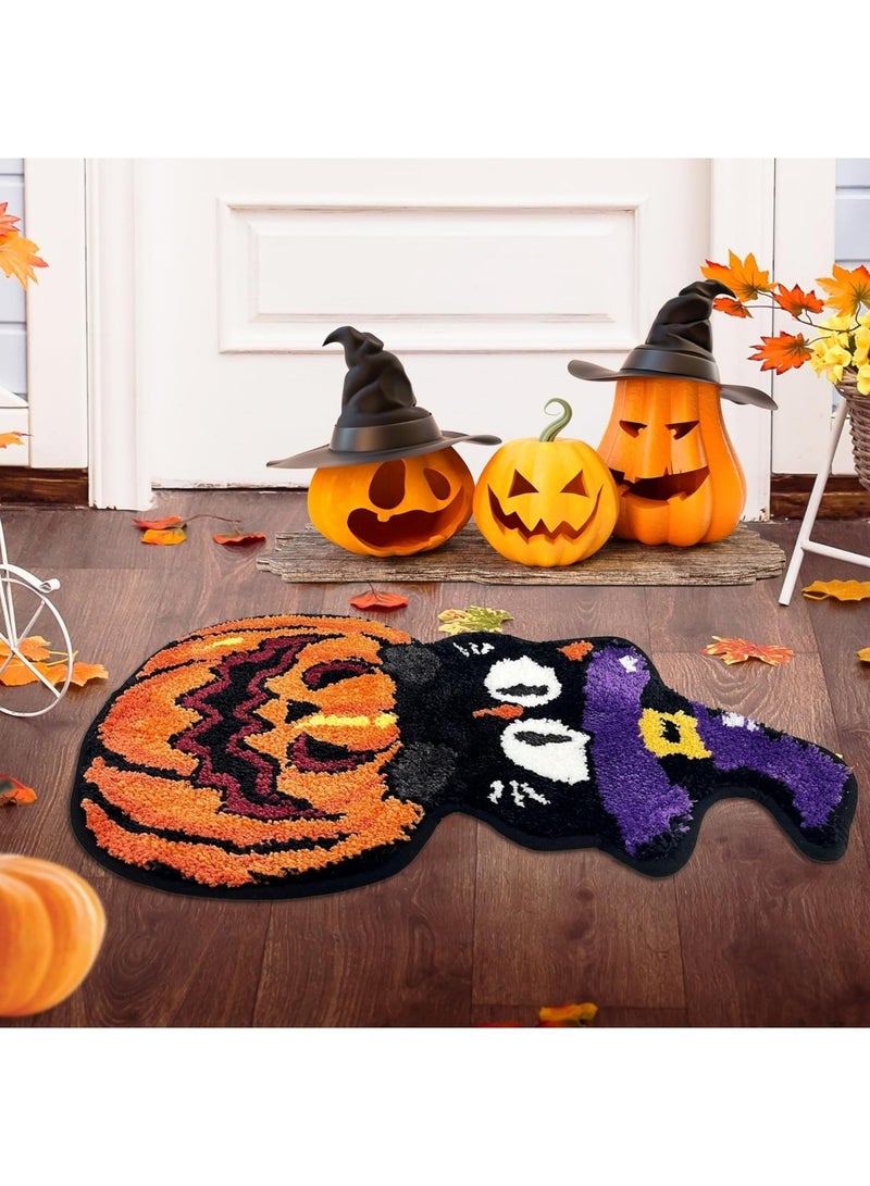 هالوين سجادة باب الهالوين، سجادة أرضية لطيفة ومرحة للهالوين مقاس 50×80، سجادة باب ترحيبية غير قابلة للانزلاق وقابلة للغسل، سجاد عيد الشكر في الهالوين الخريفي للمدخل الداخلي والخارجي والحمام وغرفة المعيشة وديكور المنزل - Image 4