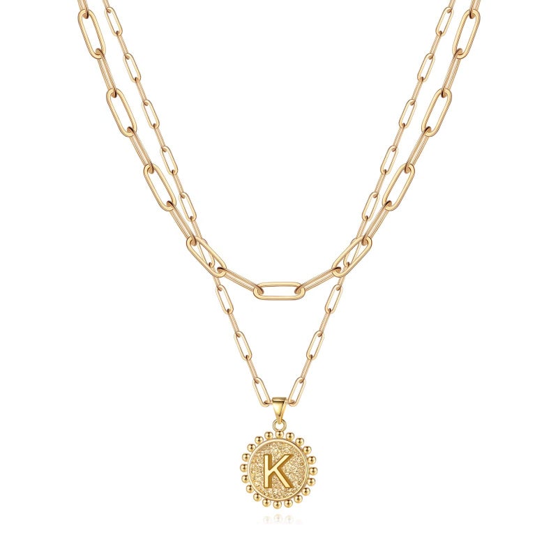 Yoosteel Gold Layered Necklace for Women, 14K Gold Plated Dainty Paperclip Link Chain Necklace Layered K Layered Initial Necklaces for Women Jewelry Gifts - Image 1
