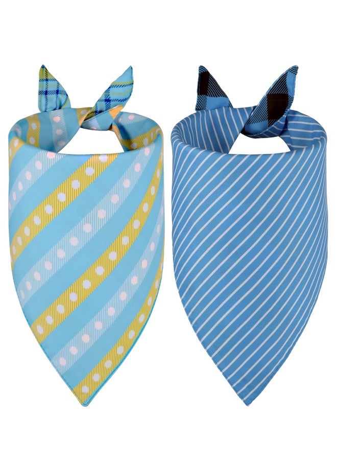 Agroon Dog Bandanas Blue XLarge 2PCS, Summer Scarf, Durable Triangle Reversible Bibs Handkerchief for Puppy Pet - Image 2
