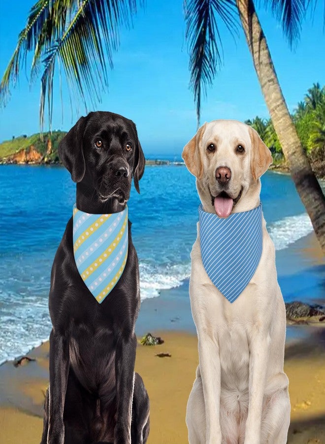 Agroon Dog Bandanas Blue XLarge 2PCS, Summer Scarf, Durable Triangle Reversible Bibs Handkerchief for Puppy Pet - Image 5