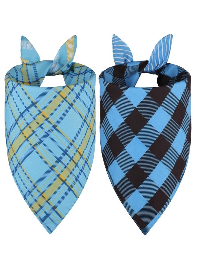Agroon Dog Bandanas Blue XLarge 2PCS, Summer Scarf, Durable Triangle Reversible Bibs Handkerchief for Puppy Pet - Image 1