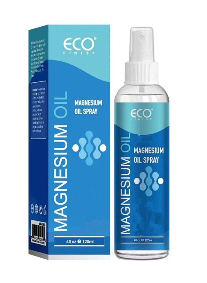 ECO finest Pure Magnesium Oil Spray 120ML Spray High Strength Magnesium Spray Energy Boost Sleep Muscle Ache and Stress Relief Improve Sleep Leg and Joint Care Reduce ItchingBody Odor Reduction Topical Pure Magnesium Oil for Feet and Body 4OZ  - Image 1