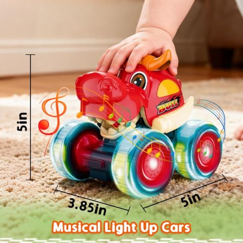Kimicare Monster Truck Toys Light Up Monster Trucks for Boys Age 47 Toy Cars for Toddlers 13 with Shark Bull Crocodile Truck Musical Press and Go Cars Kids Gifts for Birthday Easter Basket Stuffers - Image 5