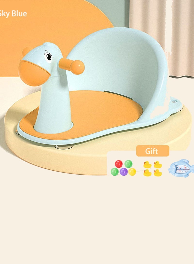 Baby Bath Chair For 6-18 Months Infant Toddler Bath Seat For Sit-Up Anti-Slip Bath Chair-Sky Blue - Image 1