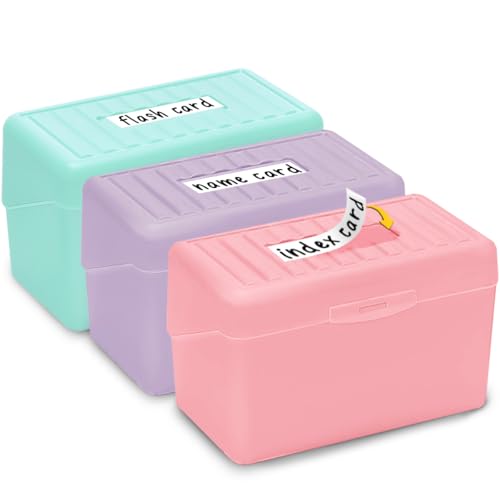 H4D Index Card Holder 3x5, Index Card Box Organizer Case, 3x5 Flash Note Card Holder, 3 Packs (Pastel Colors) - Image 1