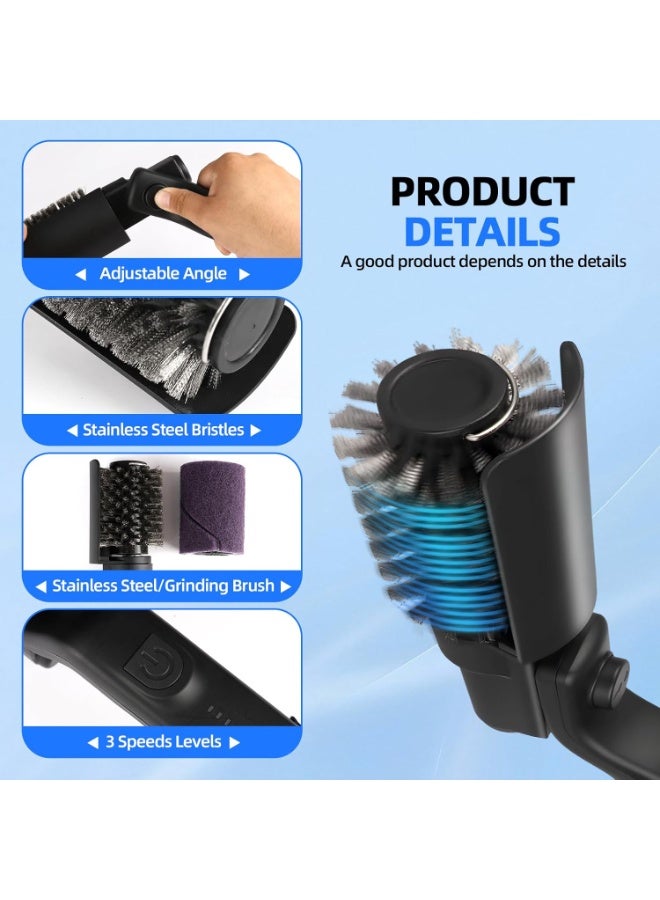 Electric Grill Brush, Rechargeable BBQ Grill Cleaning Brush, Rotary Brush Head Grill Cleaner with Adjustable Speed, Outdoor Barbecue Tool for Grill Camping BBQ Accessories - Image 3