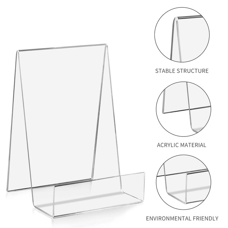 ZOEY Acrylic Book Easel Stand with Ledge Clear Easels Plate - 5 Pack for Books Display, Music Sheets, Artworks, CD, Tablet Holder (Small) - Image 3