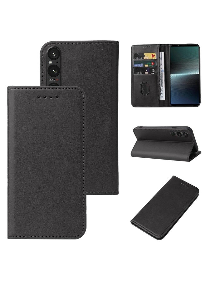 For Sony Xperia 1 V Magnetic Closure Leather Phone Case(Black)