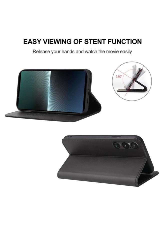 For Sony Xperia 1 V Magnetic Closure Leather Phone Case(Black)