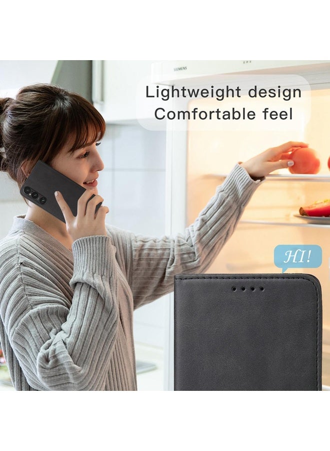 For Sony Xperia 1 V Magnetic Closure Leather Phone Case(Black)