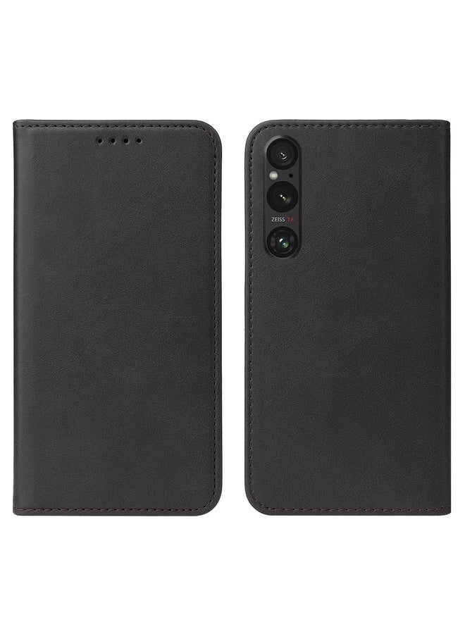 For Sony Xperia 1 V Magnetic Closure Leather Phone Case(Black)
