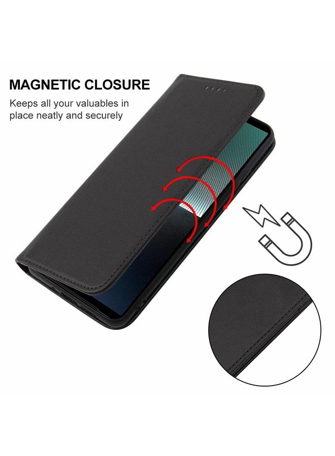 For Sony Xperia 1 V Magnetic Closure Leather Phone Case(Black)