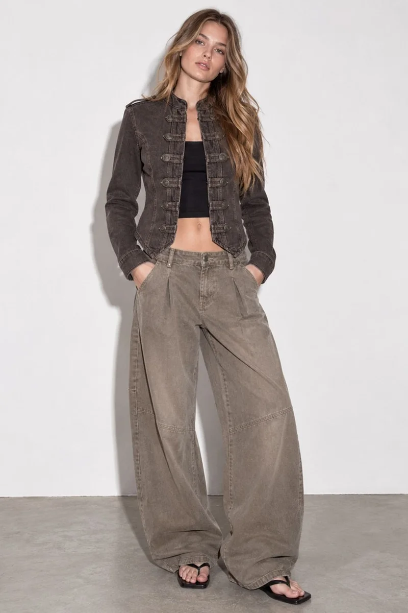 Hiccup Mocha Brown Buttoned Twill Jacket for Women | Best Price UAE