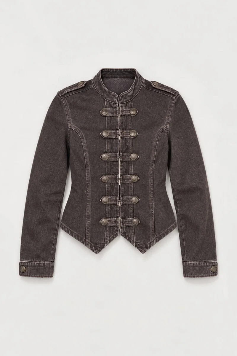 Hiccup Mocha Brown Buttoned Twill Jacket for Women | Best Price UAE