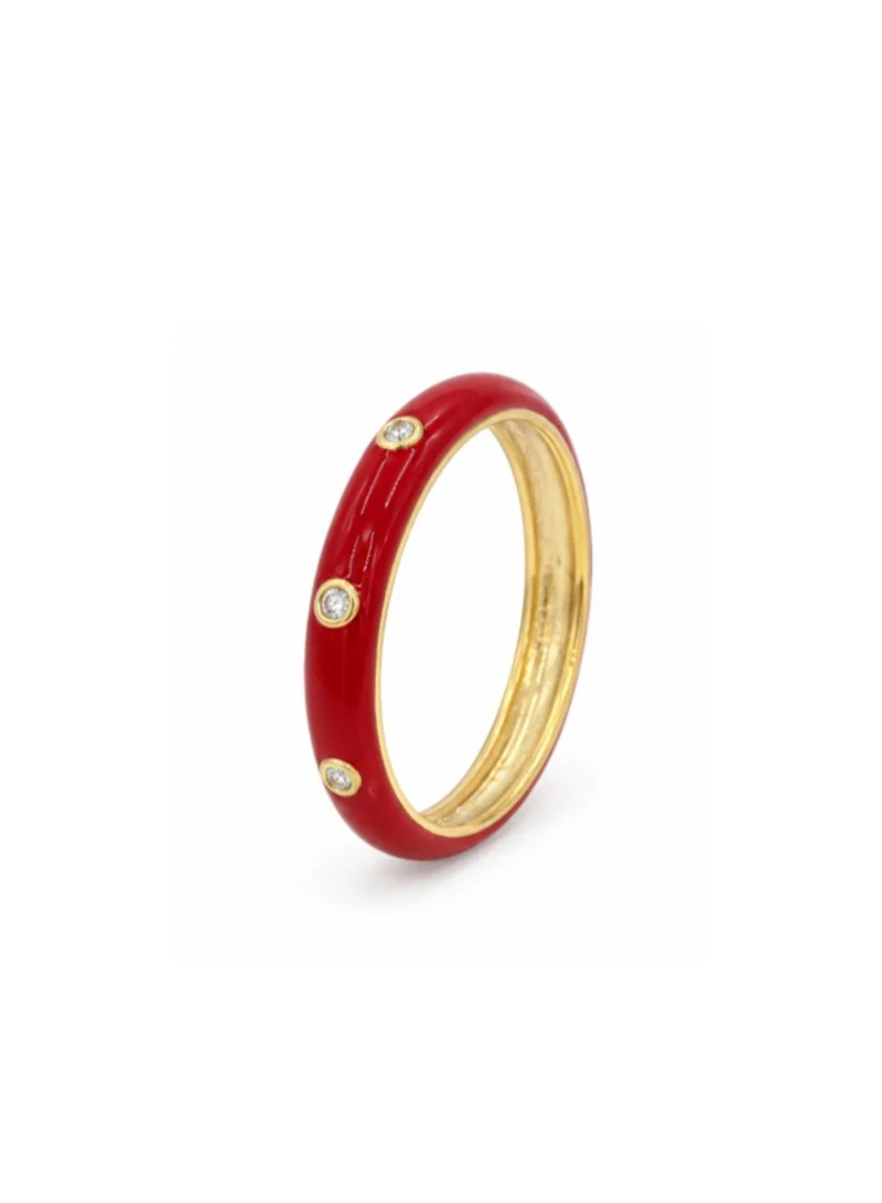 ايمي دبي Enamel red ring w/stones