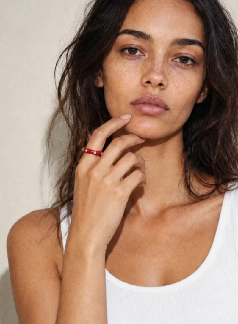 AMIE Dubai  Enamel red ring w/stones for Women | Best Price UAE