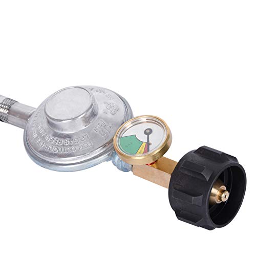 GasSaf 6FT Propane Regulator Hose with Gauge, Grill Regulator Hose QCC1 Connection for Most LP Gas Grill, Heater, and Fire Pit Table, 3/8" Female Flare Nut - Image 4