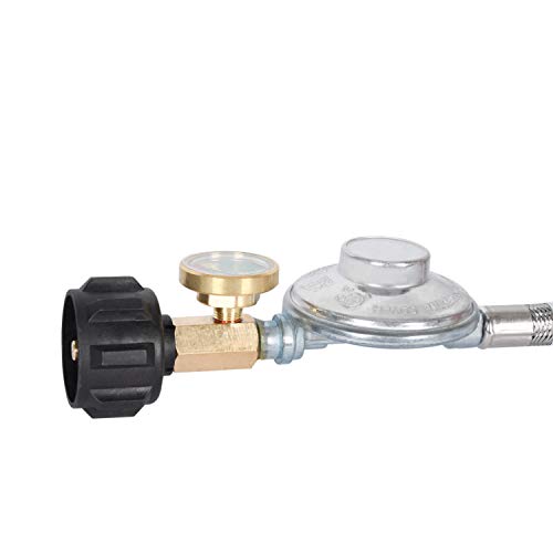 GasSaf 6FT Propane Regulator Hose with Gauge, Grill Regulator Hose QCC1 Connection for Most LP Gas Grill, Heater, and Fire Pit Table, 3/8" Female Flare Nut - Image 5