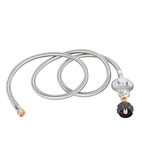 GasSaf 6FT Propane Regulator Hose with Gauge, Grill Regulator Hose QCC1 Connection for Most LP Gas Grill, Heater, and Fire Pit Table, 3/8" Female Flare Nut - Image 3