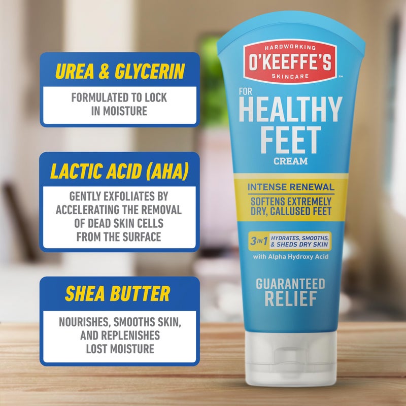 O'Keeffe's Oâ€™Keeffeâ€™s for Healthy Feet Heel Repair Kit with Urea & Lactic Acid â€“ (1 Pair) Reusable Foot Sleeves + 3 oz. Intense Renewal Foot Cream, Exfoliates & Softens Dry Heels - Image 5