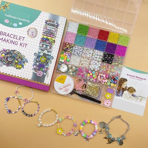 Parssufy DIY Bracelet Making Kit for Girls – Beads Kit & Jewelry Craft Set with Charms, Scissors & Elastic String – Beads for Bracelet Making – Gifts for Girls (KIT-JS-07) - Image 2