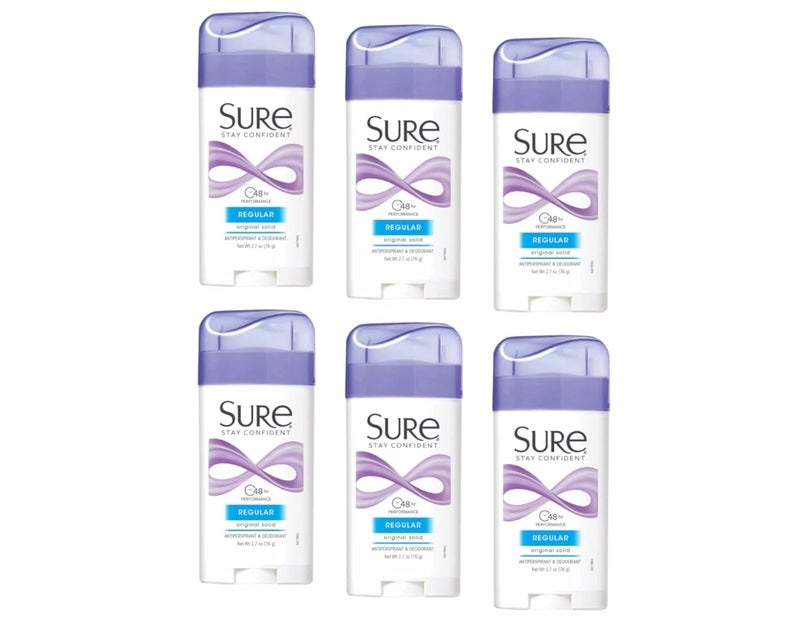 سور، مزيل العرق، صلب، عادي، 2.6 أونصة، (6 عبوات)