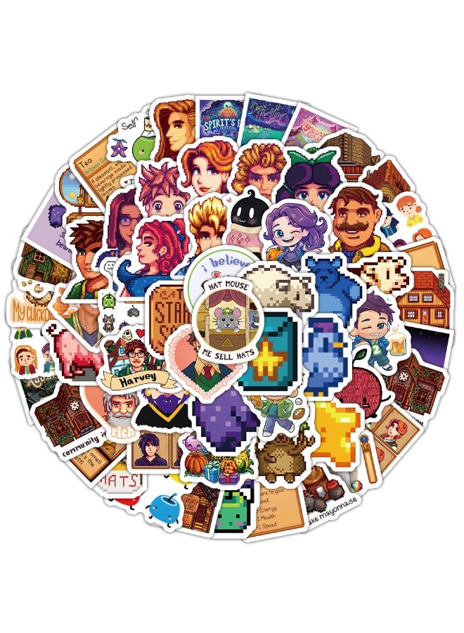 NIBEMINENT 100 Pcs Stardew Valley Deco Kit Waterproof Stickers, High Definition Printing Bright Colors, Suitable for Laptop Skateboard Luggage Water Bottle Guitar DIY  - Image 1