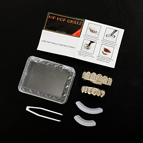 TOPGRILLZ Poker Heart Grills for Your Teeth, Grillz Teeth Men Grillz for Women, 18K Gold Plated Brass with Cubic Zirconia，Hip-Hop Cosplay Costume Accessory(Silvery 6 Fangs) - Image 4