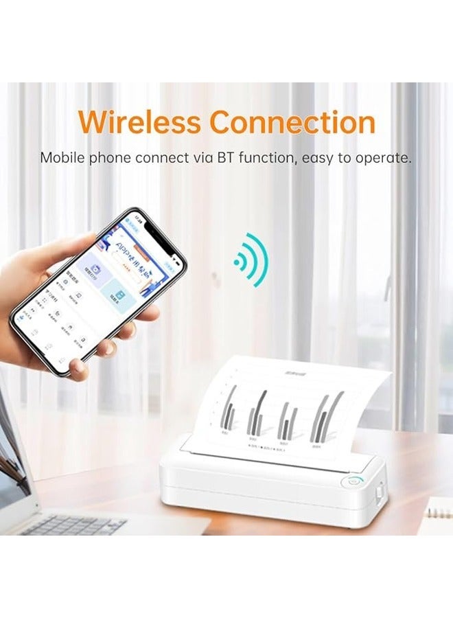 Beauenty A4 Paper Printer Direct Thermal Transfer Wirless Printer Mobile 210mm Mini Mobile Photo Printer USB BT Connection with 1 Roll Thermal Paper - Image 2