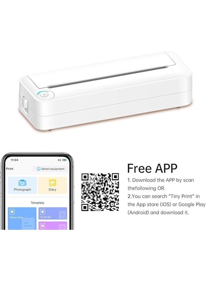 Beauenty A4 Paper Printer Direct Thermal Transfer Wirless Printer Mobile 210mm Mini Mobile Photo Printer USB BT Connection with 1 Roll Thermal Paper - Image 3