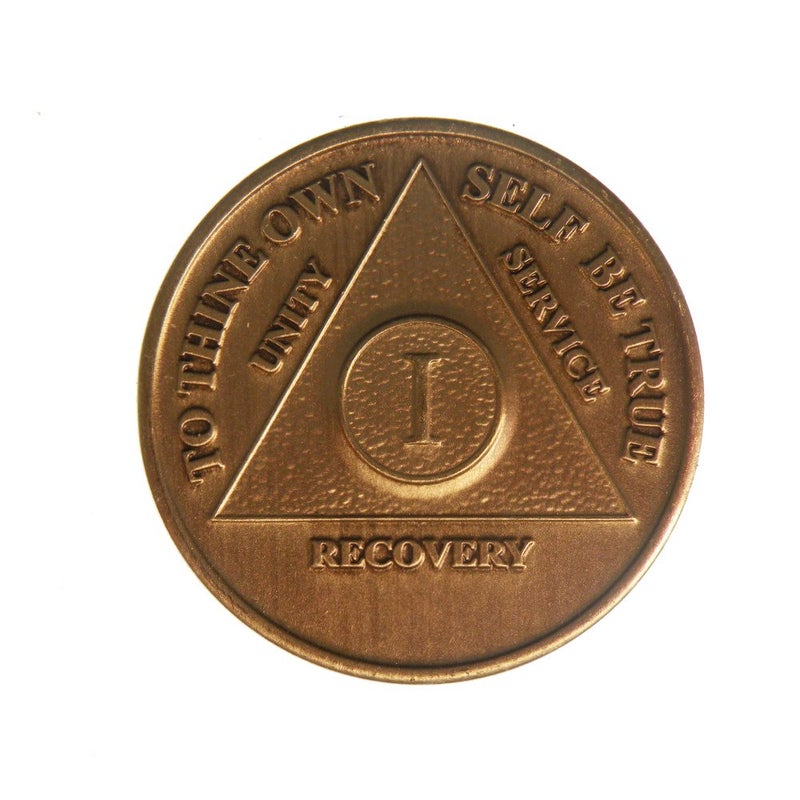 wendells 1 Year Bronze AA Alcoholics Anonymous Birthday Anniversary Recovery Medallion Coin Chip - Image 3