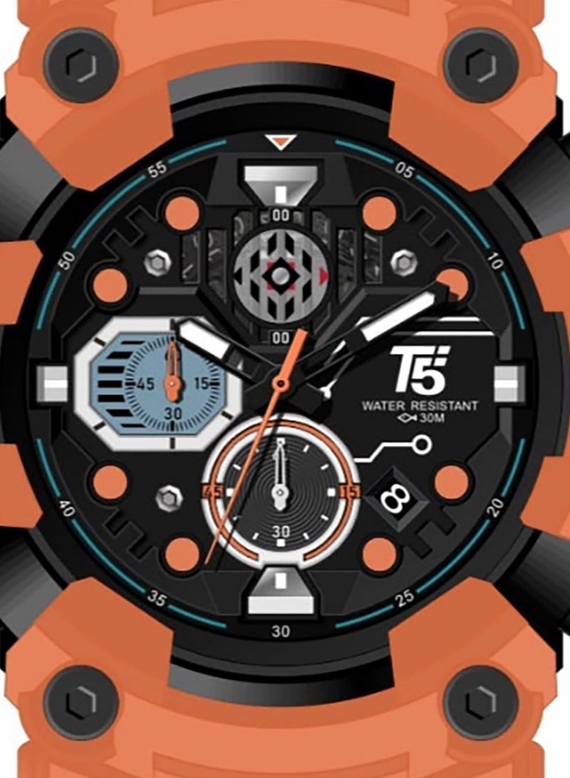 T5 Mens Chronograph Silicone Strap Watch H4011G - Image 3