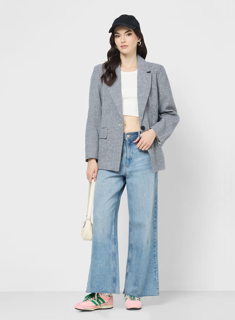 Ginger Oversize Monochrome Houndstooth Blazer