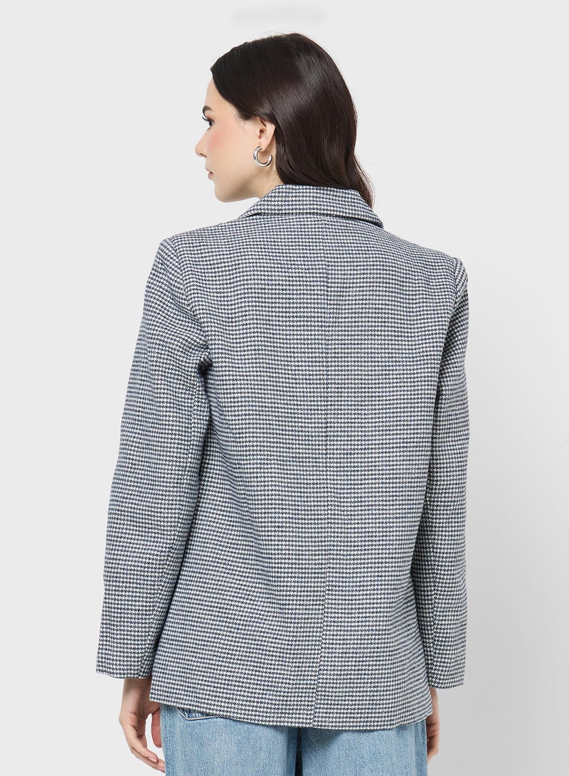 Ginger Oversize Monochrome Houndstooth Blazer - Image 2