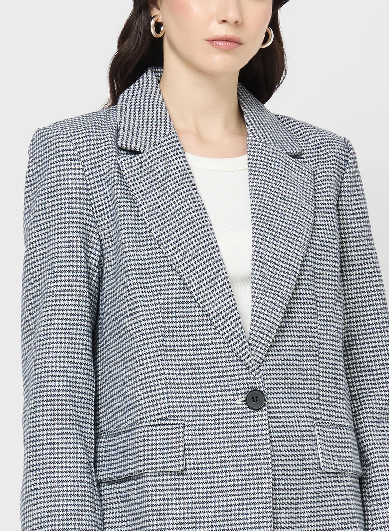 Ginger Oversize Monochrome Houndstooth Blazer