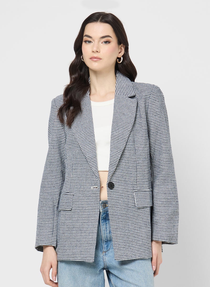 Ginger Oversize Monochrome Houndstooth Blazer - Image 1