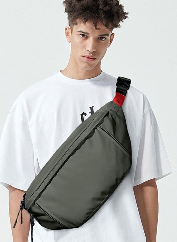 Waist Bag for Man Large Waterproof Crossbody Waist Bag Adjustable Straps Premium Lightweight Sporting Waist Bag Pack for Gym Fitness Workout Travel Work Commute Dark Green - Image 2