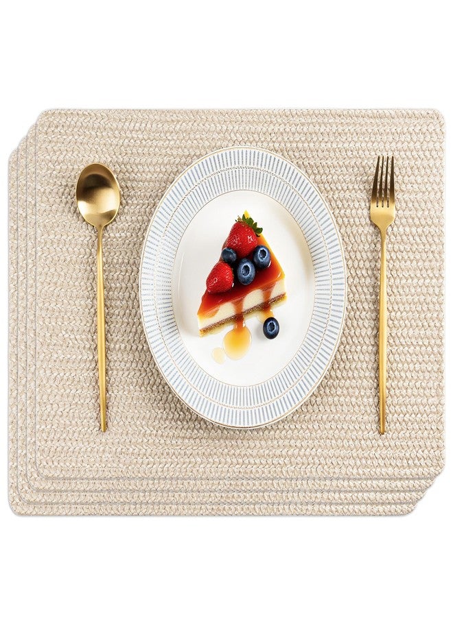 بوليت مفارش طاولة طعام من الفينيل المنسوج القابل للغسل للاستخدام الداخلي والخارجي من بوليت، طقم من 4 قطع - Image 1