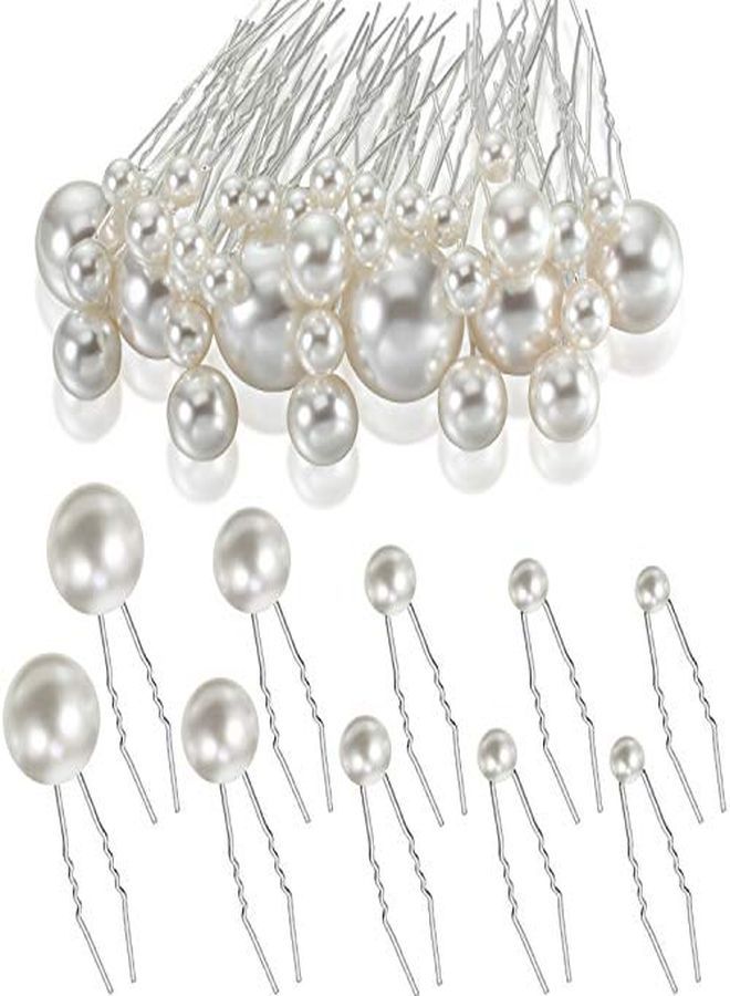 WILLBOND 40 Packs Pearl Hair Pins Wedding Bridal Flower Pins For Brides And Bridesmaids Hair Style (Mix Size) - Image 1