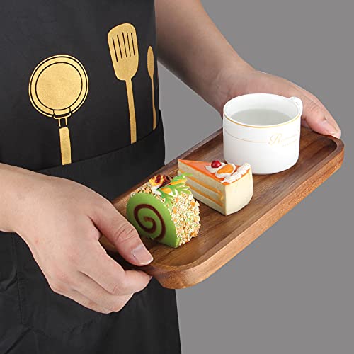 Ayiaren 2 Pcs Small Rectangular Wooden Tray Decorative Acacia Wood Appetizer Cheese Plates Small Sandwich Dessert Trays Rectangle Serving Platter for Decor Snacks Plate Food Dish Charcuterie Boards - Image 4