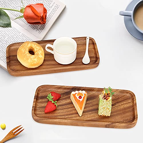 Ayiaren 2 Pcs Small Rectangular Wooden Tray Decorative Acacia Wood Appetizer Cheese Plates Small Sandwich Dessert Trays Rectangle Serving Platter for Decor Snacks Plate Food Dish Charcuterie Boards - Image 2