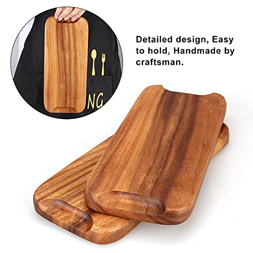 Ayiaren 2 Pcs Small Rectangular Wooden Tray Decorative Acacia Wood Appetizer Cheese Plates Small Sandwich Dessert Trays Rectangle Serving Platter for Decor Snacks Plate Food Dish Charcuterie Boards - Image 3