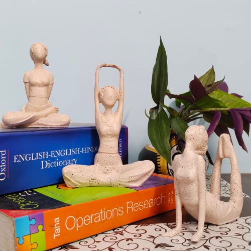 Mariner's Creation Premium Home Decor Showpiece- Set Of Three Modern Art Yoga Lady Showpiece Living Room | Home Decor Items | House Warming Gift 12X6X14.5Cm Material- Resin And Marble, Fantasy, Beige - Image 2